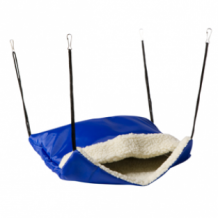 Adori Hangzak knaagdier nylon en teddy 30x35 cm blauw / beige